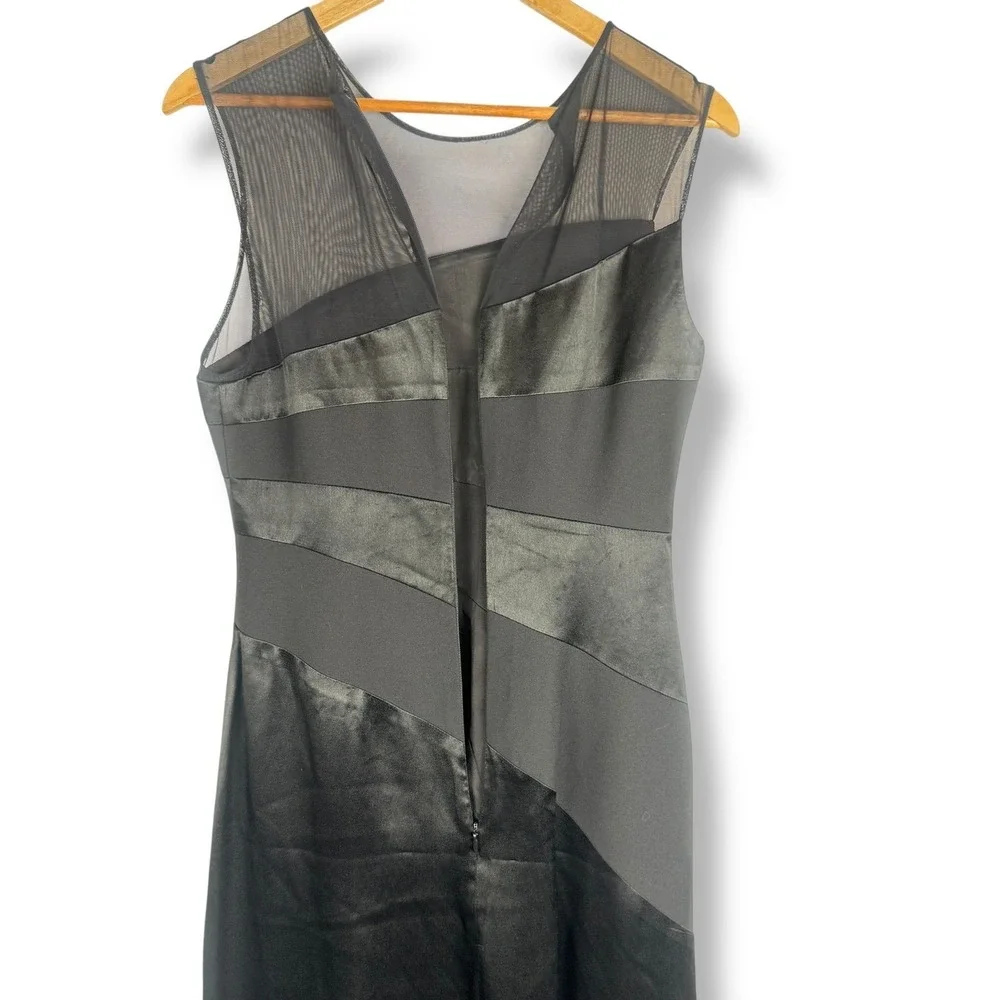Vintage Y2K Black Formal Cocktail Maxi Dress Womens Size 8 USA Made Gala Satin